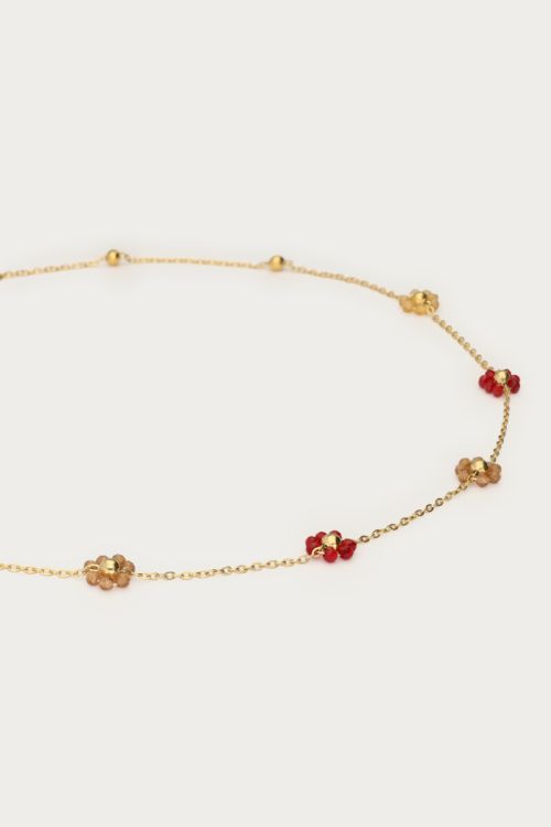 Minimalist necklace with burgundy floral beads | My Jewellery