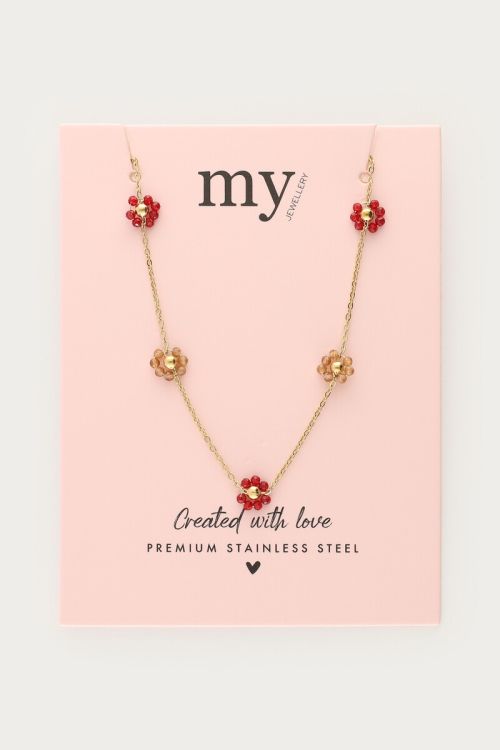 Minimalist necklace with burgundy floral beads | My Jewellery