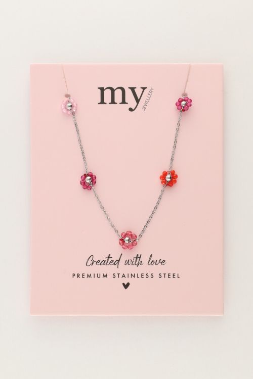 Minimalist necklace with pink flowers | My Jewellery