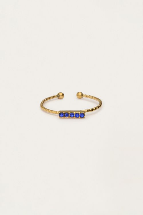Minimalist ring with blue rhinestones | My Jewellery