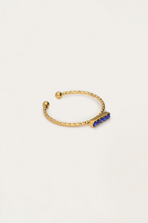 Minimalist ring with blue rhinestones | My Jewellery