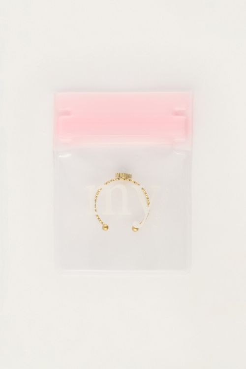 Minimalist ring with clover and blue rhinestone | My Jewellery