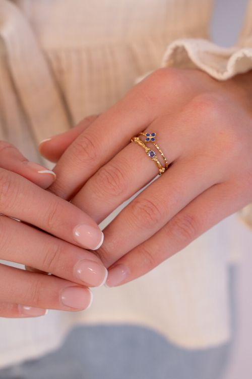 Minimalist vintage ring with lilac rhinestone | My Jewellery