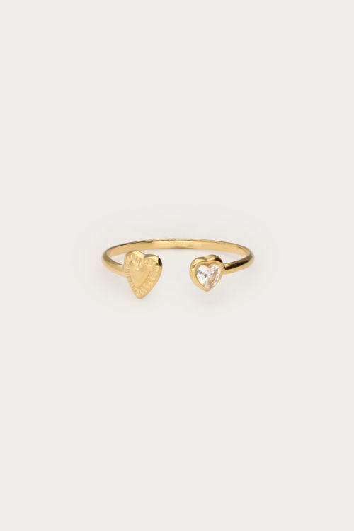 Bague minimaliste avec cœurs et strass