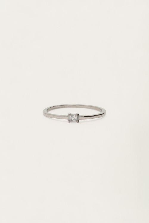 Minimalist ring with mini square rhinestones | My Jewellery