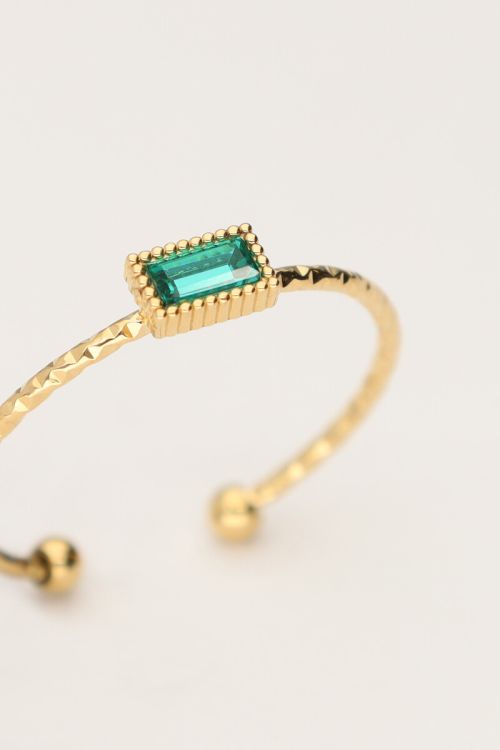 Minimalist ring with square blue rhinestone | My Jewellery