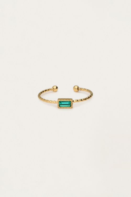 Minimalist ring with square blue rhinestone | My Jewellery