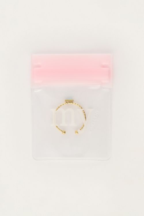Minimalist ring with square blue rhinestone | My Jewellery