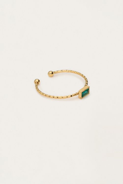 Minimalist ring with square blue rhinestone | My Jewellery