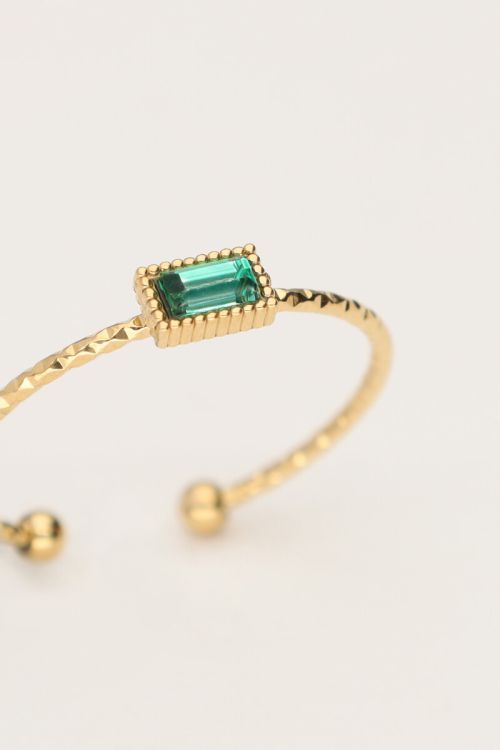 Minimalist ring with square green rhinestone | My Jewellery