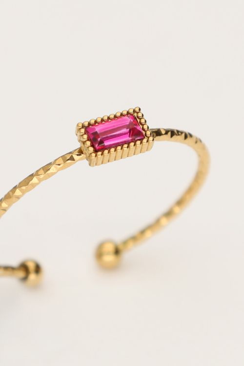 Minimalist ring with square pink rhinestone | My Jewellery