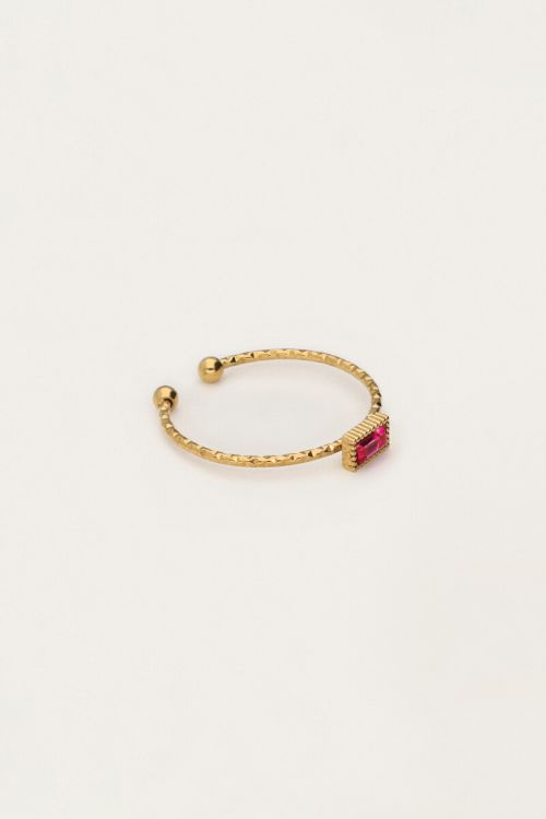 Minimalist ring with square pink rhinestone | My Jewellery