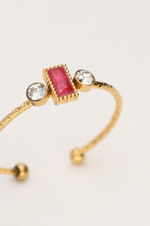 Minimalist ring with square red rhinestone | My Jewellery
