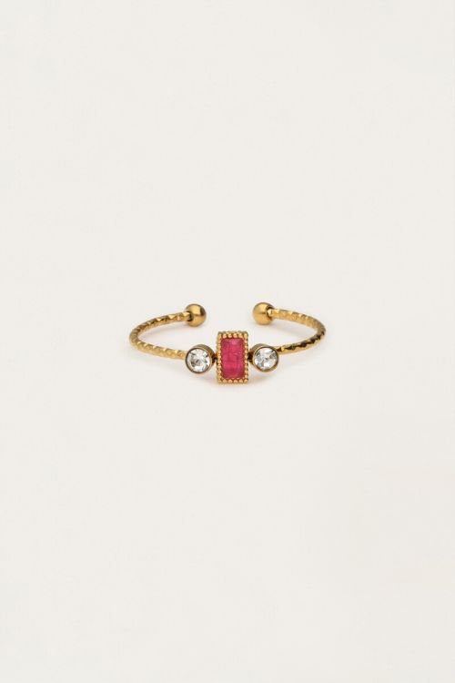 Minimalist ring with square red rhinestone | My Jewellery