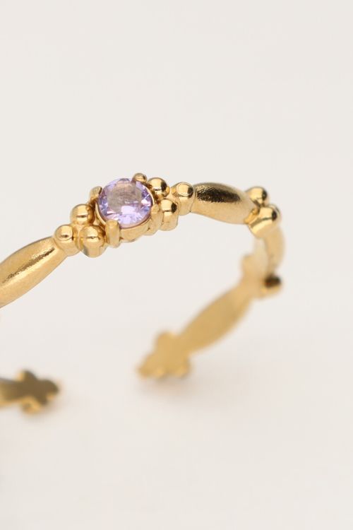 Minimalist vintage ring with lilac rhinestone | My Jewellery