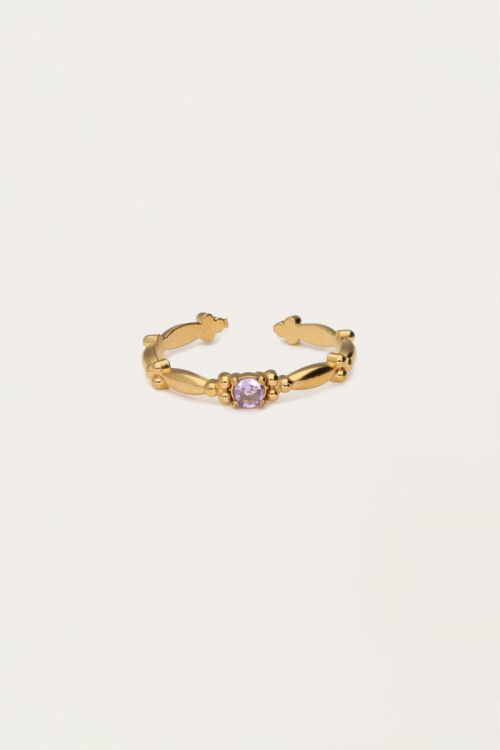 Minimalist vintage ring with lilac rhinestone | My Jewellery