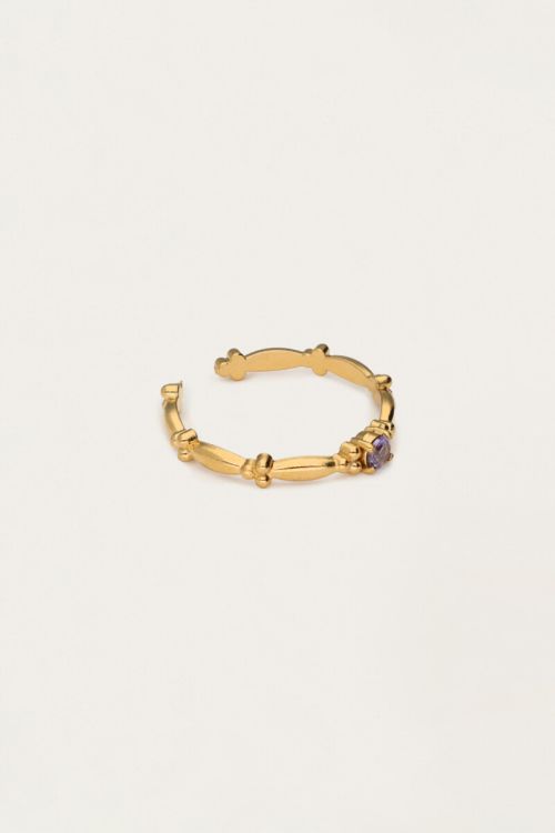 Minimalist vintage ring with lilac rhinestone | My Jewellery