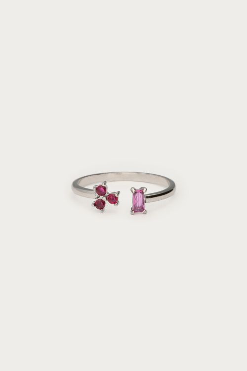 Minimalist ring with pink rhinestones | My Jewellery