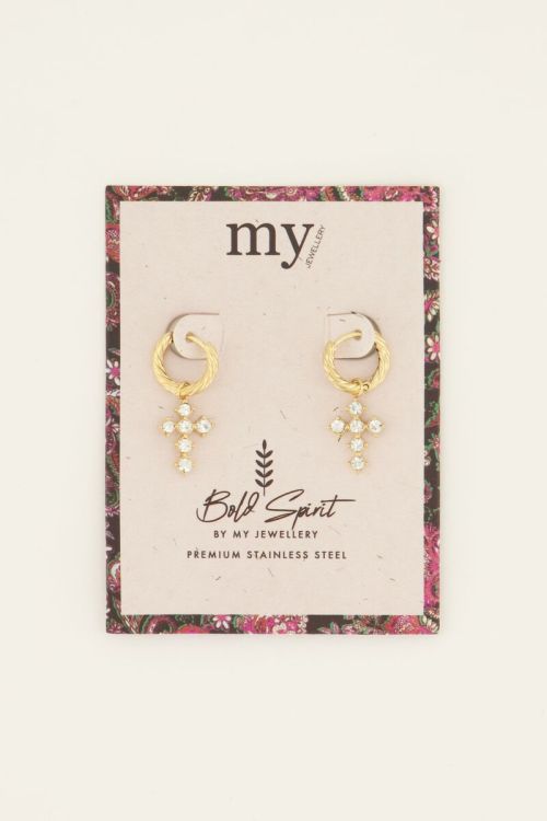 Bold Spirit oorringen met strass kruis | My Jewellery