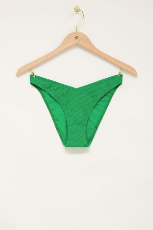 Grüne V-förmige Bikini Hose mit Struktur