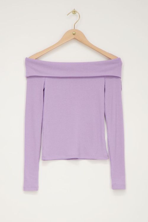 Lilac off-shoulder top with rib | My Jewellery
