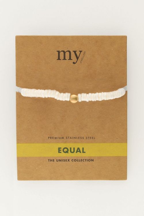 Equal bracelet with white flat beads | My Jewellery
