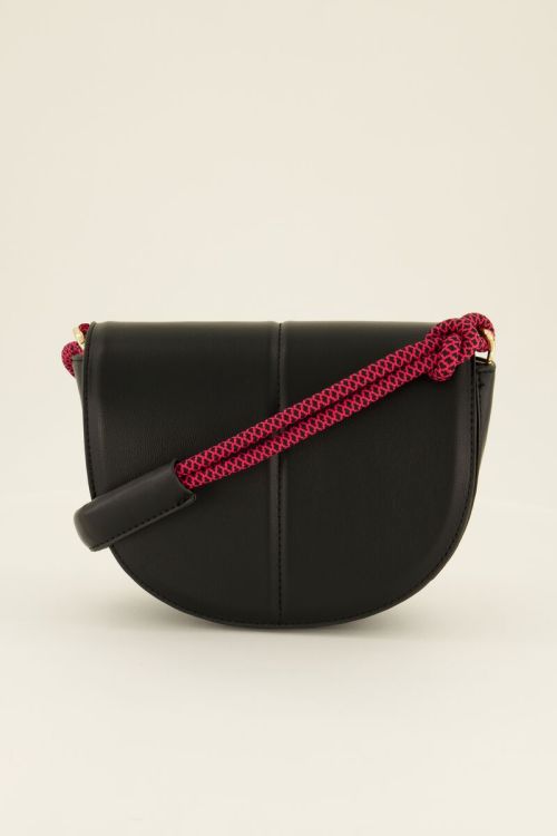 Black shoulder bag half-circle with multicoloured strap | My Jewellery