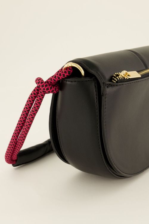 Black shoulder bag half-circle with multicoloured strap | My Jewellery