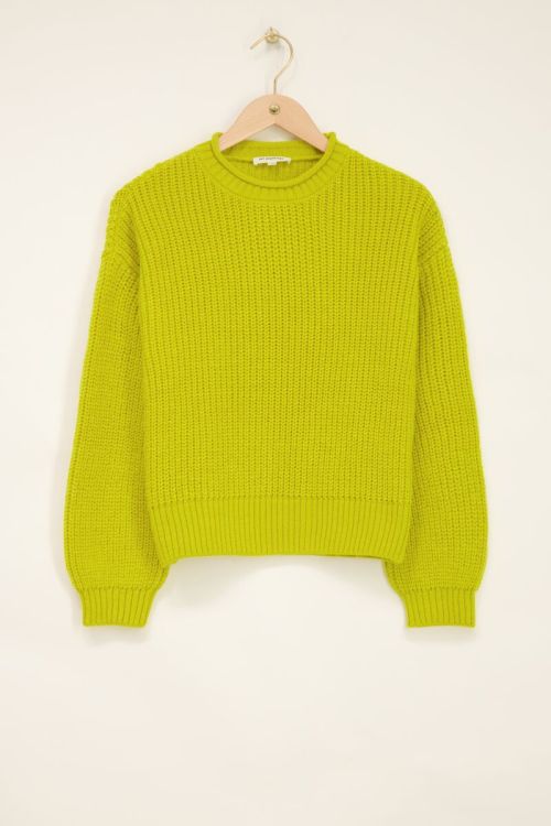 Limegroene oversized trui met opstaande kraag | My Jewellery