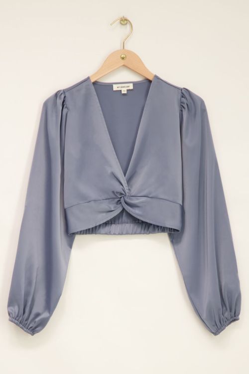 Blue satin top with knot | My Jewellery