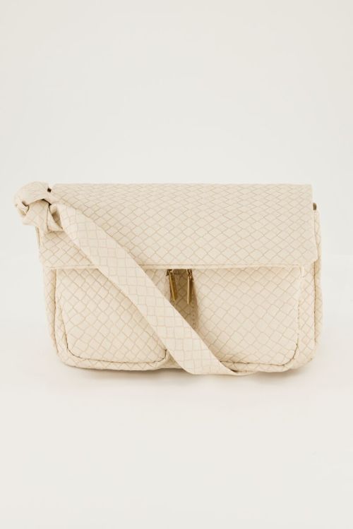 Beige schoudertas met structuur en twee vakken | My Jewellery