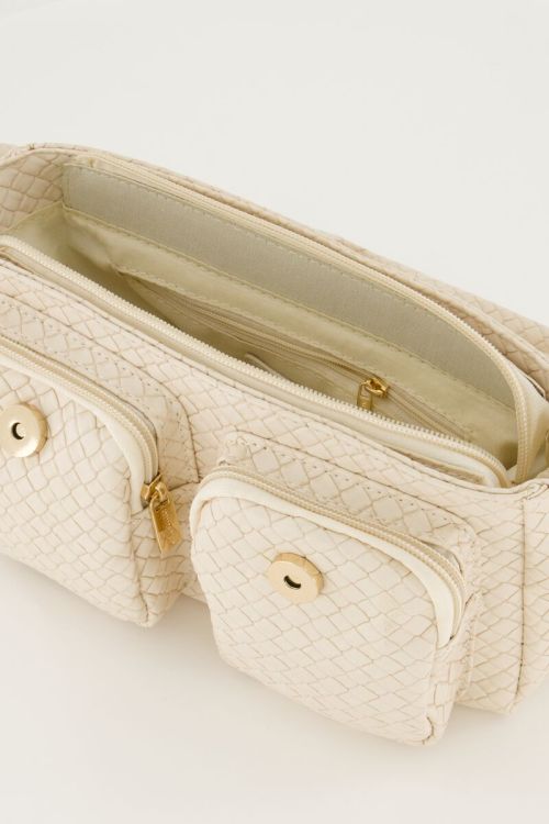 Beige schoudertas met structuur en twee vakken | My Jewellery