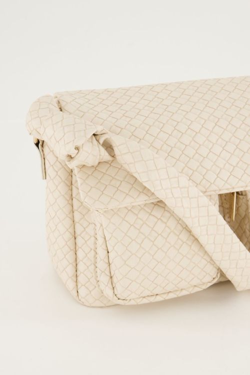 Beige schoudertas met structuur en twee vakken | My Jewellery