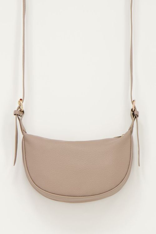 Taupe crossbody tas met gouden rits My Jewellery