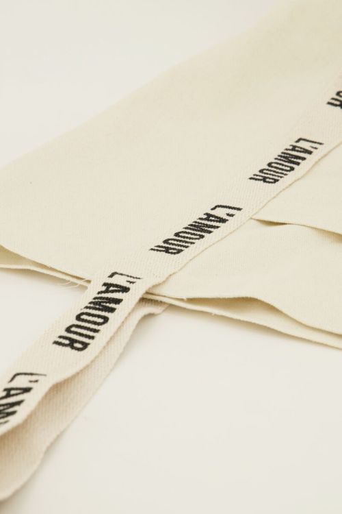 Beige tote bag linen l'amour | My Jewellery