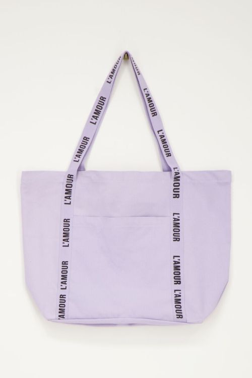 Tote bag lilas en lin l'amour
