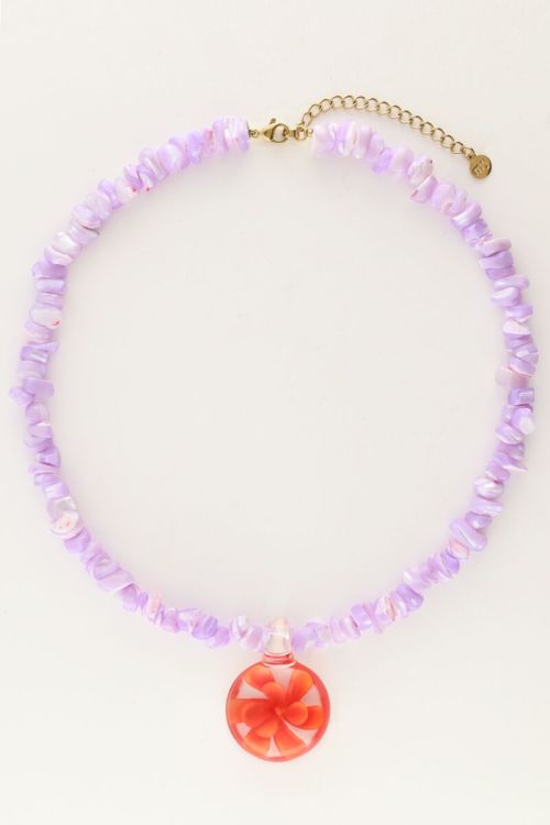 Island lilac beaded necklace with flower | My Jewellery