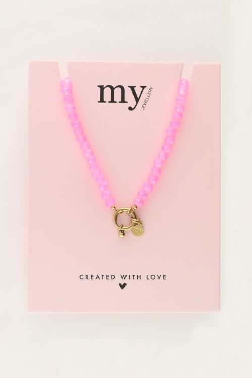 Pink beaded necklace with clasp | My Jewellery