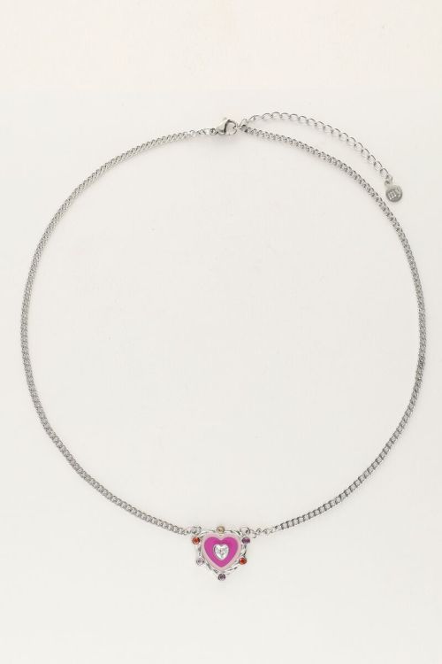 Necklace with purple heart charm and colourful stones | My Jewellery