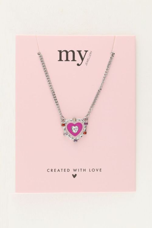 Necklace with purple heart charm and colourful stones | My Jewellery