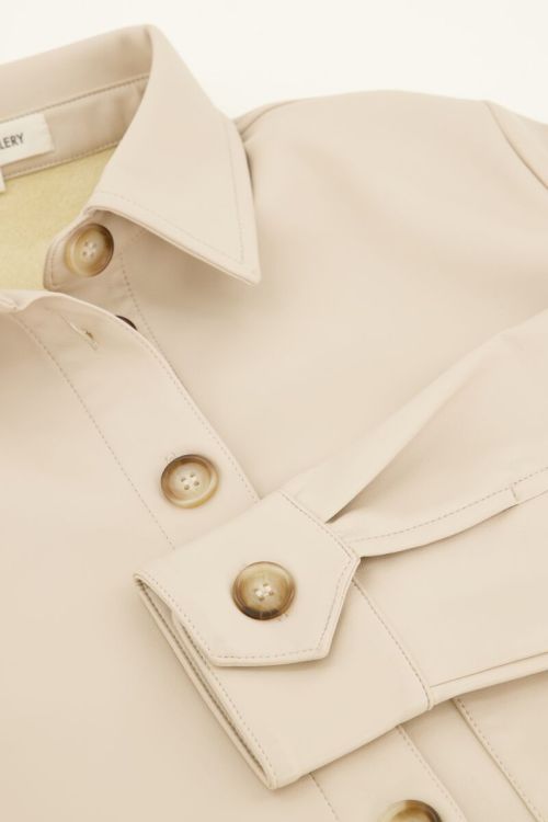 Beige cropped leather-look blouse | My Jewellery
