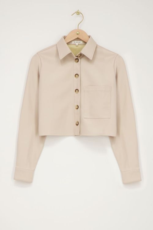 Beige cropped leather-look blouse | My Jewellery