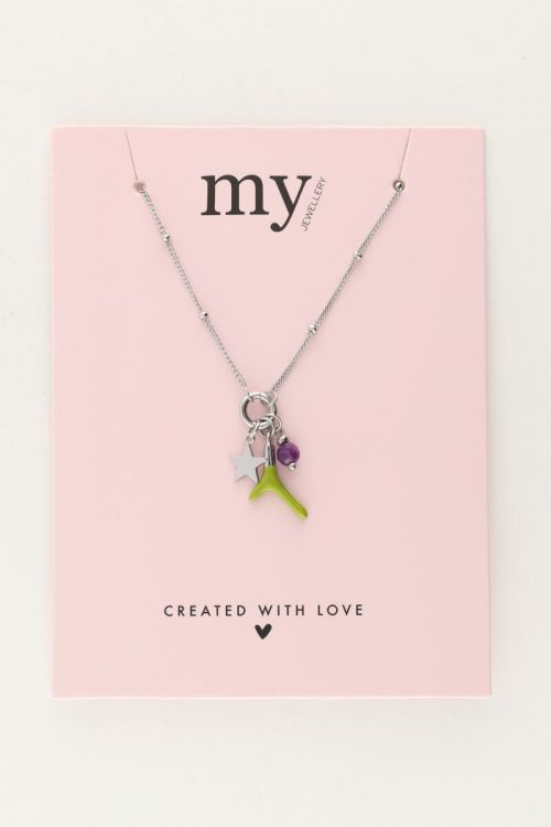 Necklace with green pearl and star