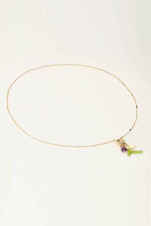 Necklace with green pearl and star