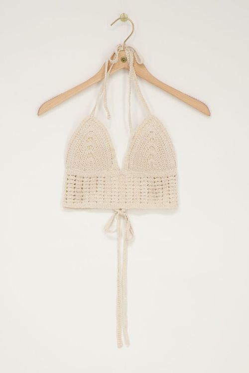 Beige crochet bralette with open back | My Jewellery