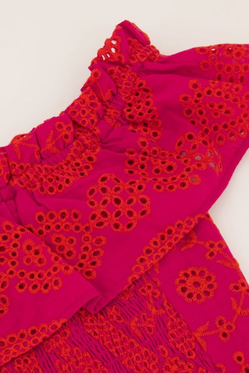 Pink cropped top with contrasting embroidery | My Jewellery