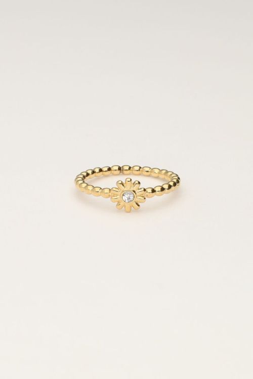 Minimalist ring with flower & rhinestone | My Jewellery