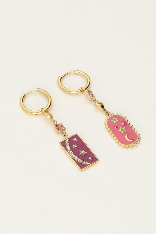 Sunrocks hoop earrings with pink & purple charms | My Jewellery