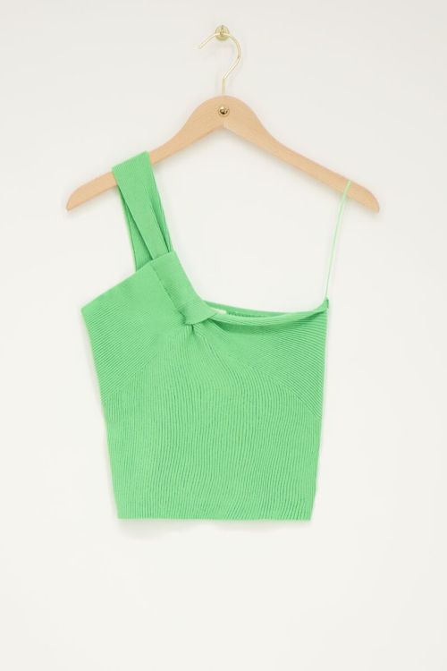 Green one-shoulder top with twisted effect | My Jewellery