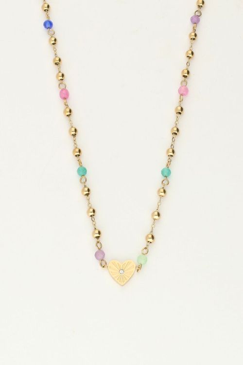 Necklace with heart and green beads | My Jewellery